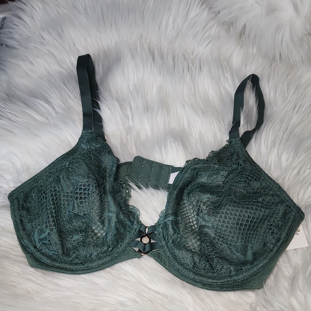 New Auden Dark Sage Lace Underwire Bra, NWT, Sz. 38B